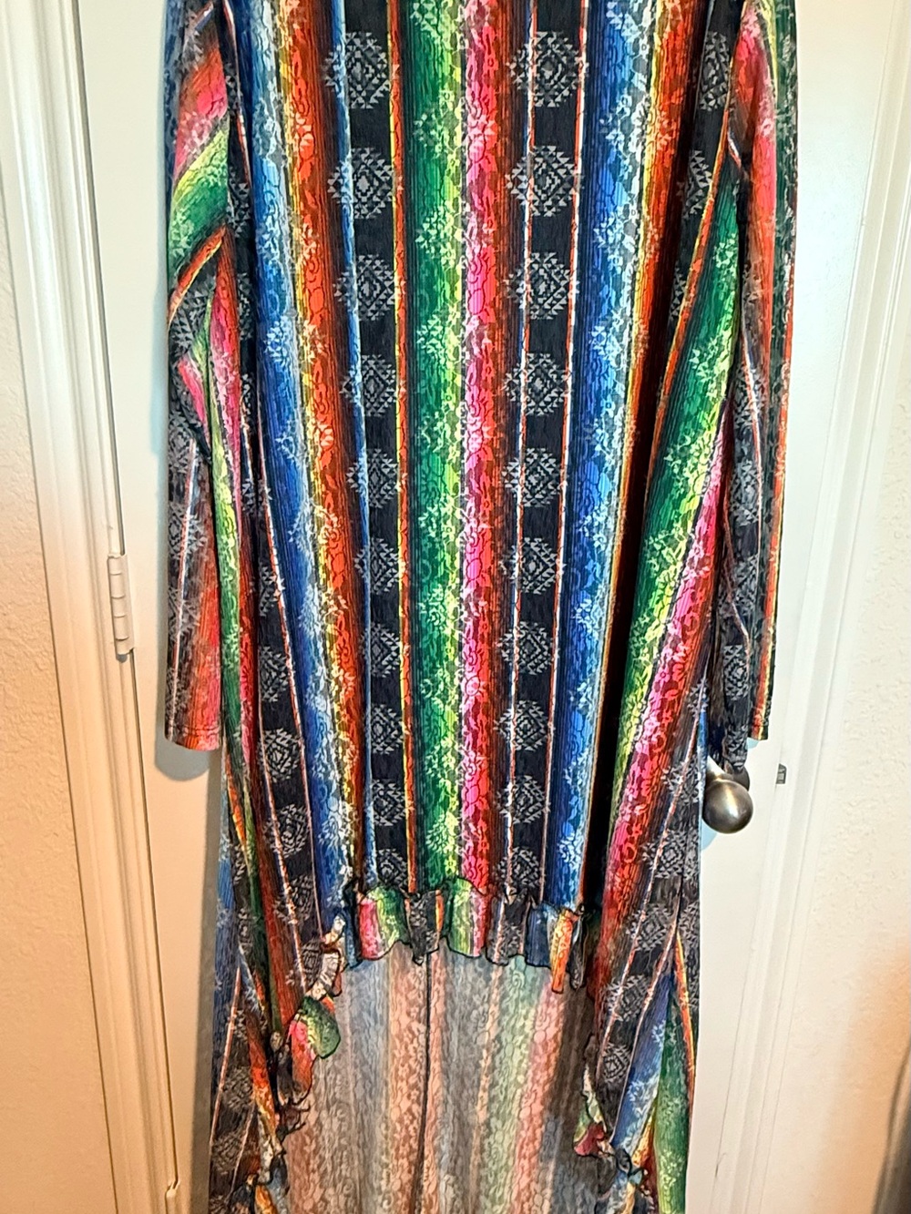 L & B  Cavender‘s Colorful Stripe High-Low womens Dress - Multicolor